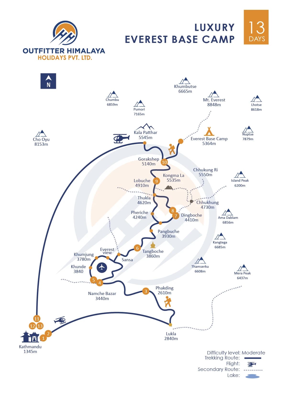 Luxury Everest Base Camp Trek route map