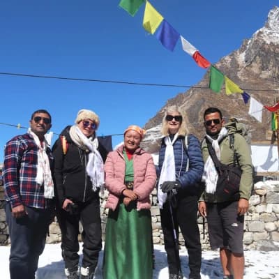 Bhimsen Rijal With Tourist In Langtang
