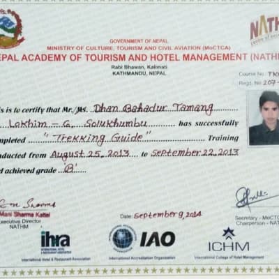 Dhanas Trekking Guide Certificate