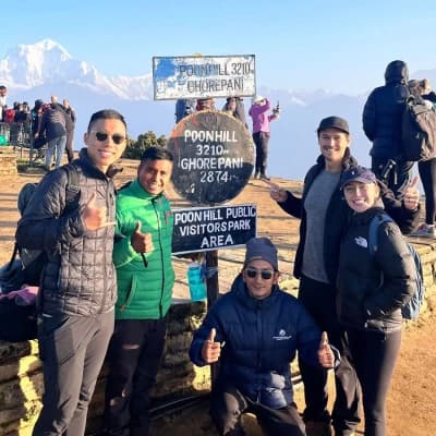 Roshan With Tourist In Poon Hill