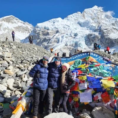 Saroj With Tourist In Everest Base Camp